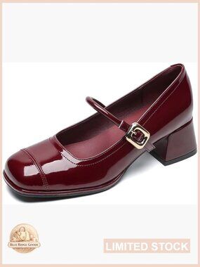 Chunky Low Block Heel Dress Pumps Mary Janes Comfortable Closed Toe Work Heels